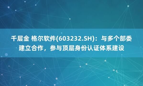千层金 格尔软件(603232.SH)：与多个部委建立合作，参与顶层身份认证体系建设