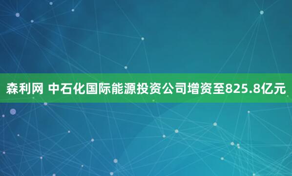 森利网 中石化国际能源投资公司增资至825.8亿元